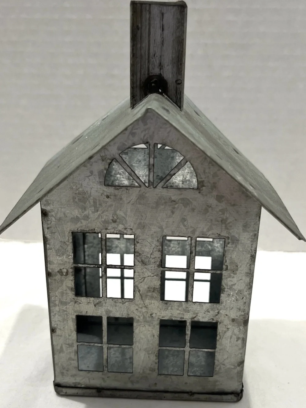 Galvanized Metal House Rustic Farmhouse Candle Holder Primitive Decor
